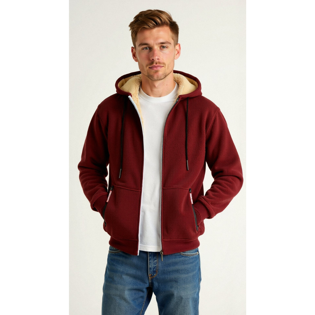 Bram | Fleece Hoodie Winterjas met Ritssluiting en Zakken