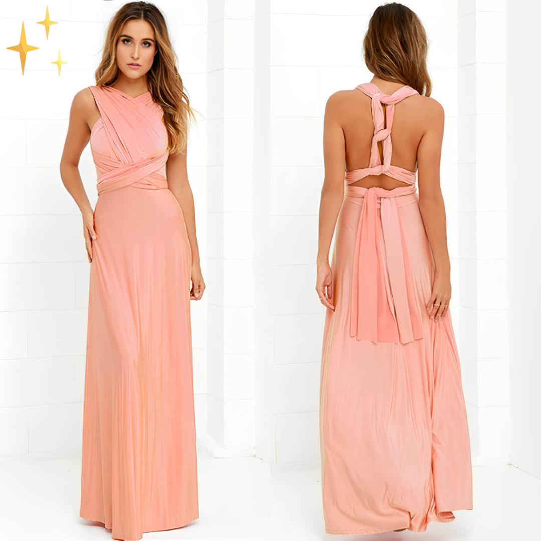 Evi | Dames Satijnen Jurk | Maxi met open rug