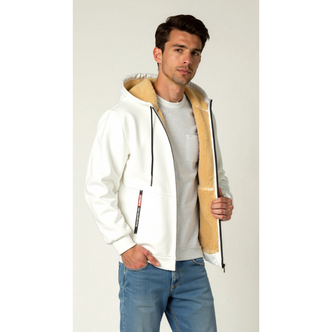 Bram | Fleece Hoodie Winterjas met Ritssluiting en Zakken