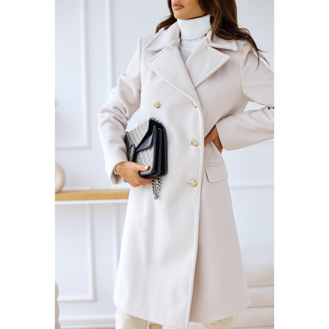 Eline | Winter Jas | Dames Wollen Trenchcoat met Dubbele Knoopsluiting