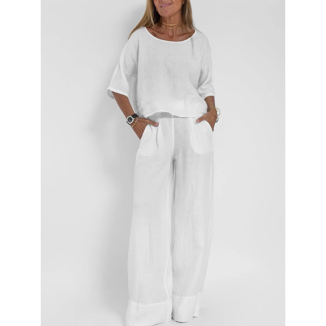 Sienna | Dames Casual Tweedelige Set met Losse Fit en Wijde Pijpen