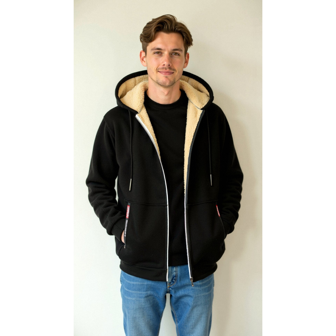 Bram | Fleece Hoodie Winterjas met Ritssluiting en Zakken