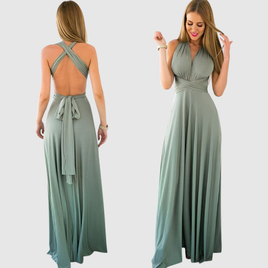 Evi | Dames Satijnen Jurk | Maxi met open rug