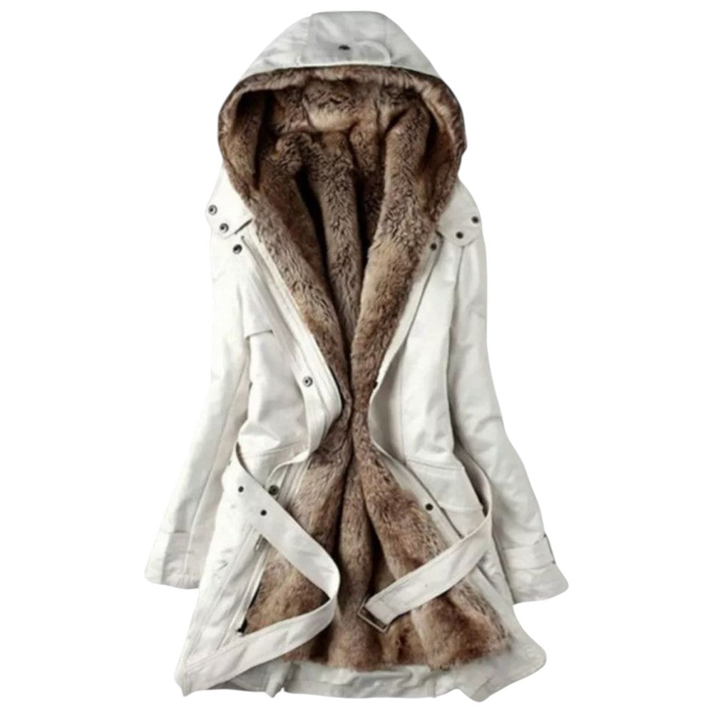 Marije | Dames Lange Winterjas Met Bont-Voering | Fleece Parka Met Capuchon