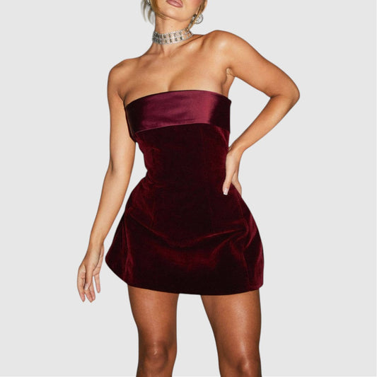 Marieke | Dames Overslag Jurk | Mini van Fluweel