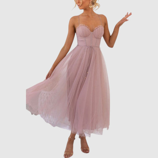 Jente | Dames Zomerjurk | Maxi met Corset & Mesh Bandjes