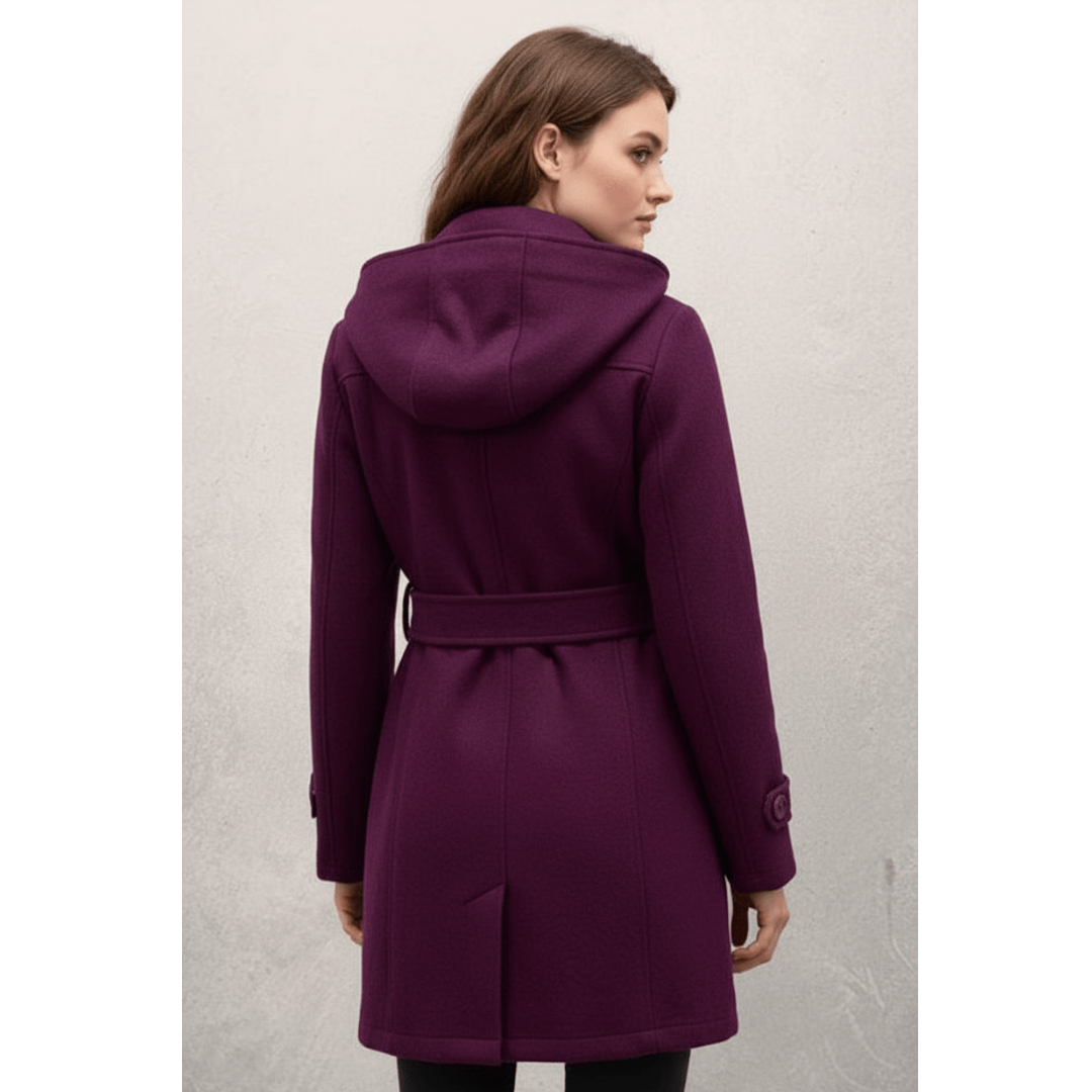 Luisa | Dames Lange Winter Jas | Trenchcoat Met Capuchon En Lange Mouw | Geknoopte Winterjas Met Ceintuurtaille