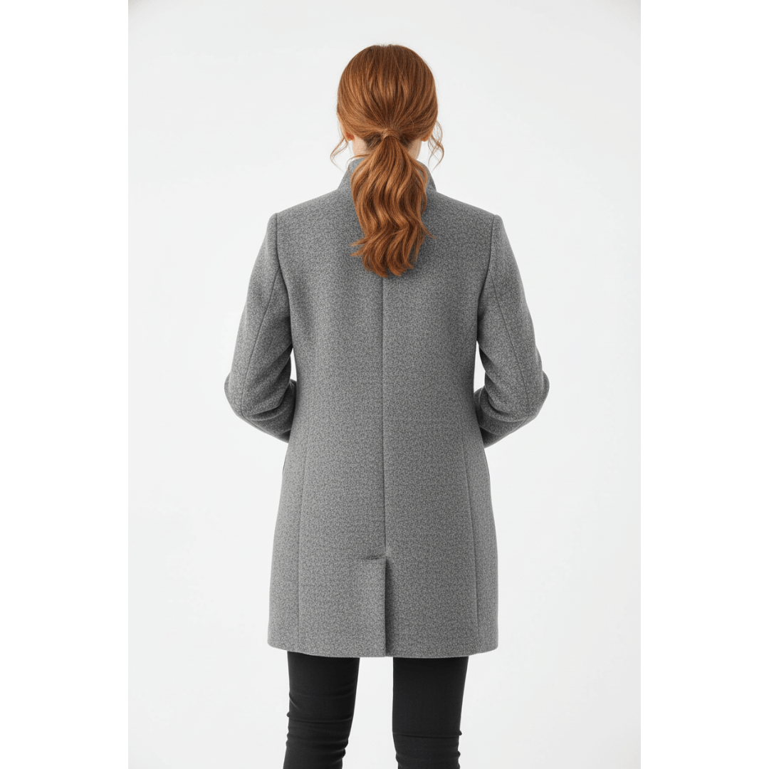 Lynn | Dames Lange Jas | Enkelrijige Warme Winter Jas Met Staande Kraag