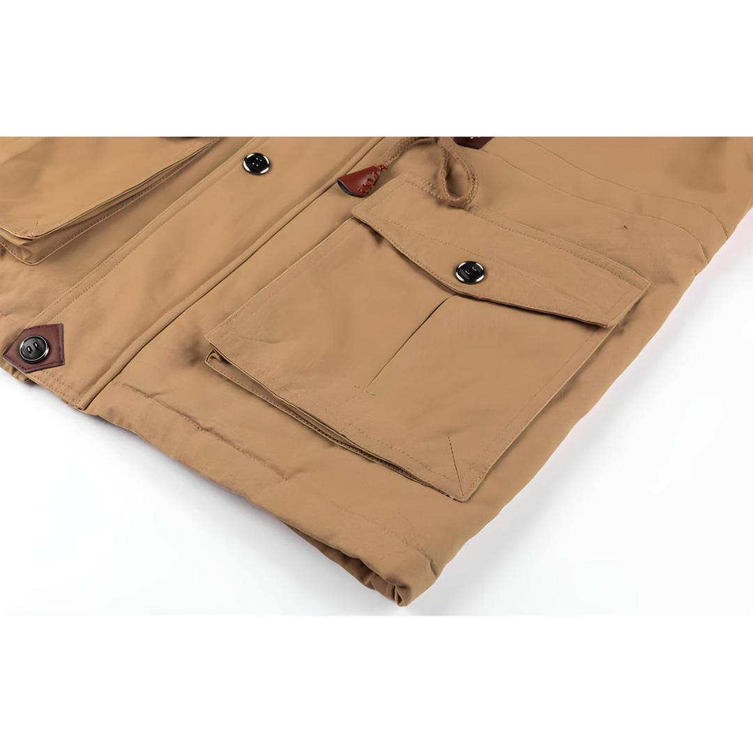 Sergio | Heren Cargo Winter Jas | Warme Militaire Jas met Fleece Voering en Capuchon