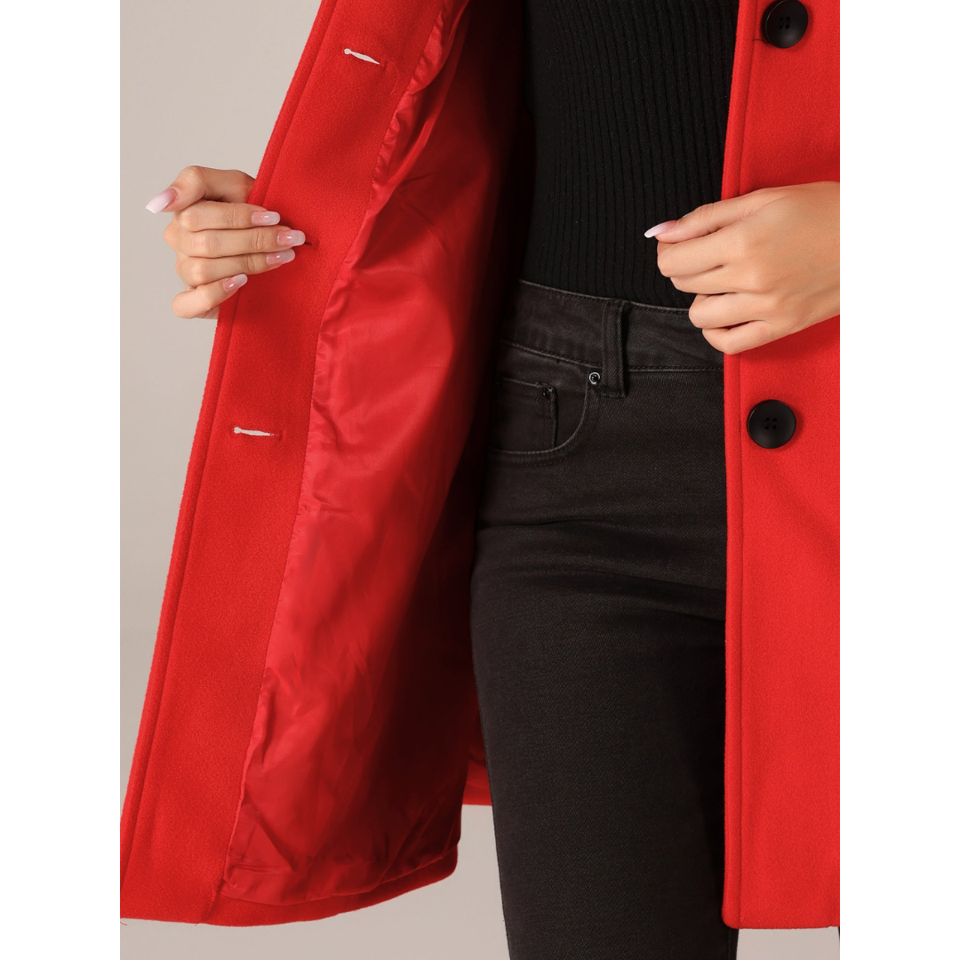 Demi | Dames Lange Jas | Tijdloze Winter Trenchcoat met Knopen