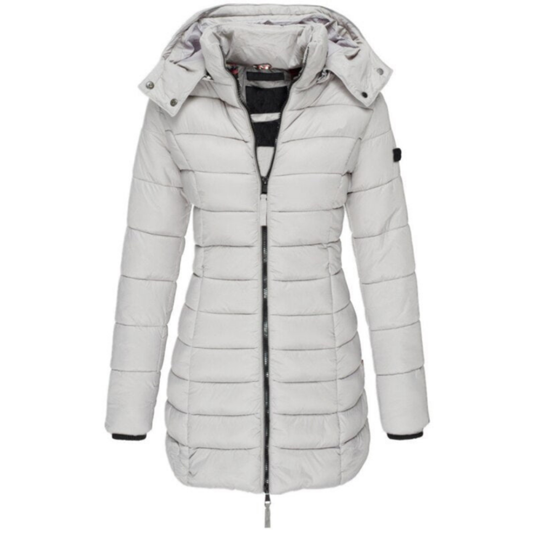 Veronique | Dames Lange Gewatteerde Jas | Slim Fit Puffer Jas Met Lange Mouwen