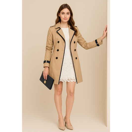 Ellie | Dames Winter Trenchcoat | Lange Jas Met Knopen | Winddicht & Klassiek Met Reverskraag