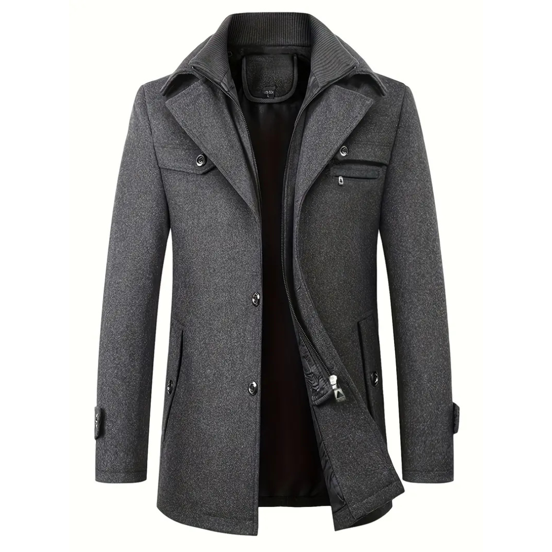Frederik | Heren Winter Jas | Luxe Stijl met Warme Binnenkant | Knoopsluiting en Zakken