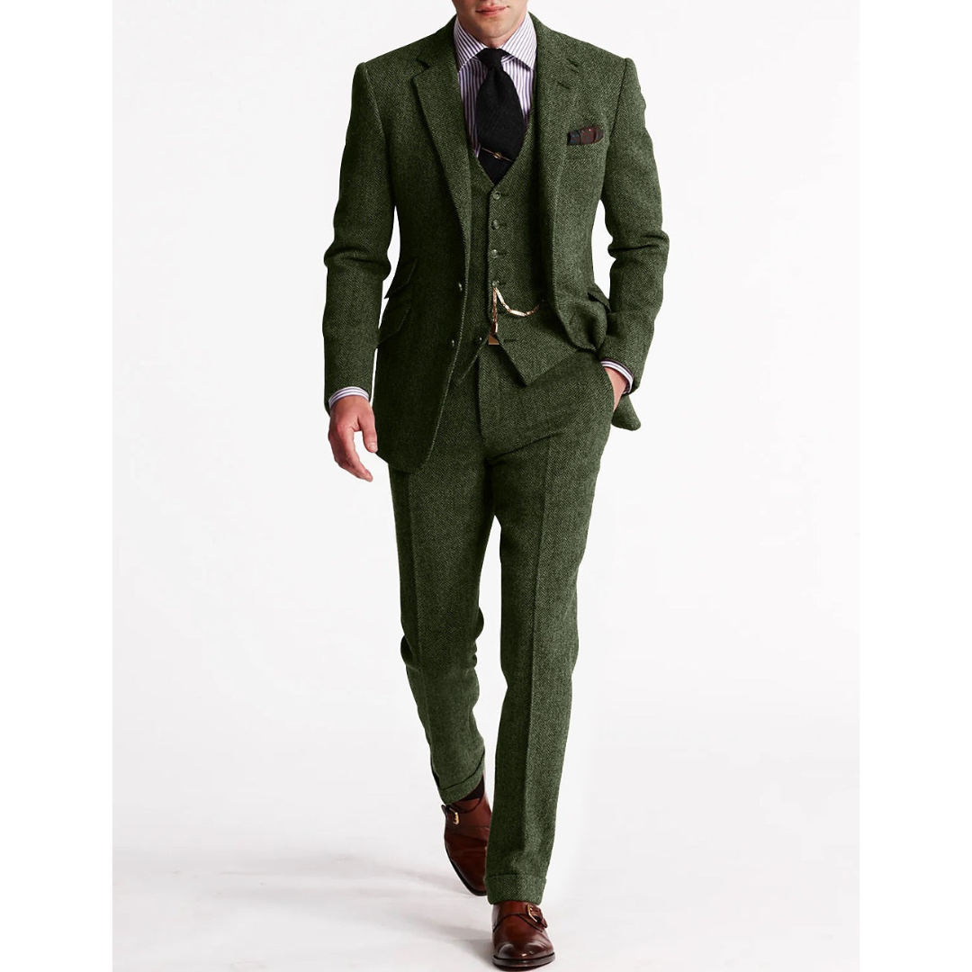 Julian | Heren 3-Delig Pak | Slim Fit Vintage Bruidegom Blazer Pak Met Gillet En Broek