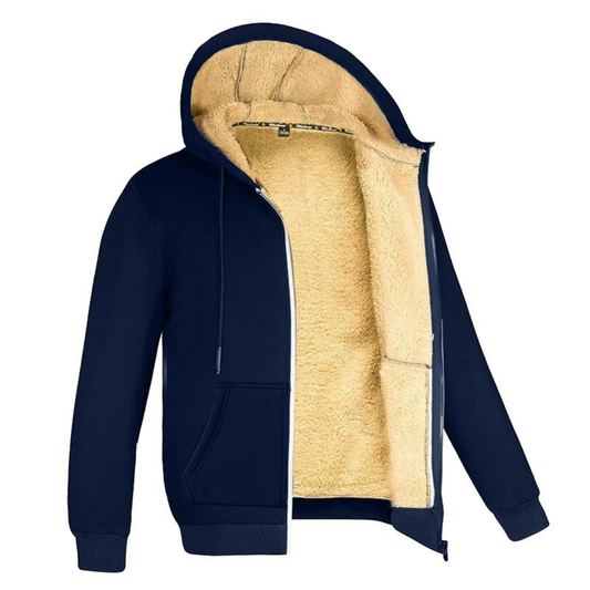 Vincent | Heren Fleece Jas met Bontvoering | Warme Winter Hoodie met Rits en Capuchon