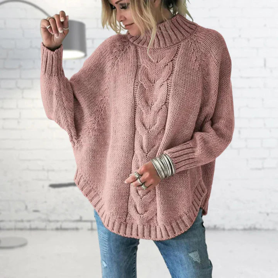 Aimée | Dames Coltrui | Oversized Grof Gebreide Pullover Met Vlindermouwen