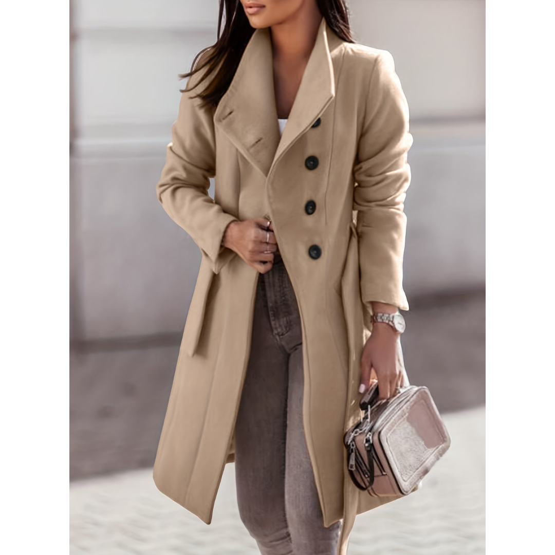 Nicolien | Dames Lange Trenchcoat | Oversized Winter Jas Met Ceintuur