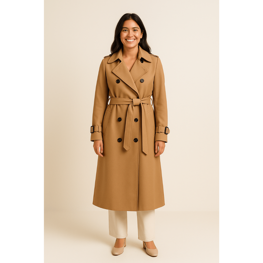 Audrey | Dames Lange Trenchcoat | Winddichte Winter Jas Met Riem En Knoopsluiting