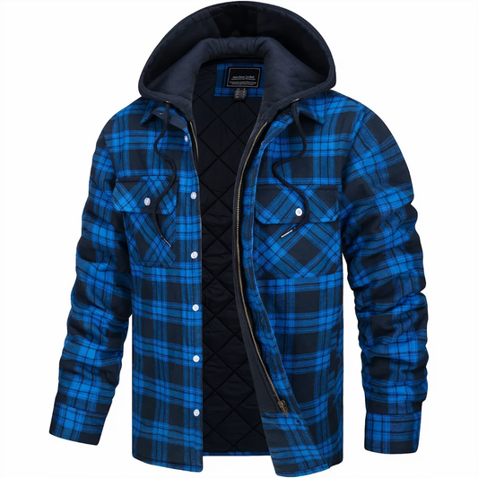Bernard | Heren Bomber Jas Met Capuchon | Geruit Houthakkersjack Met Gewatteerd Fleece