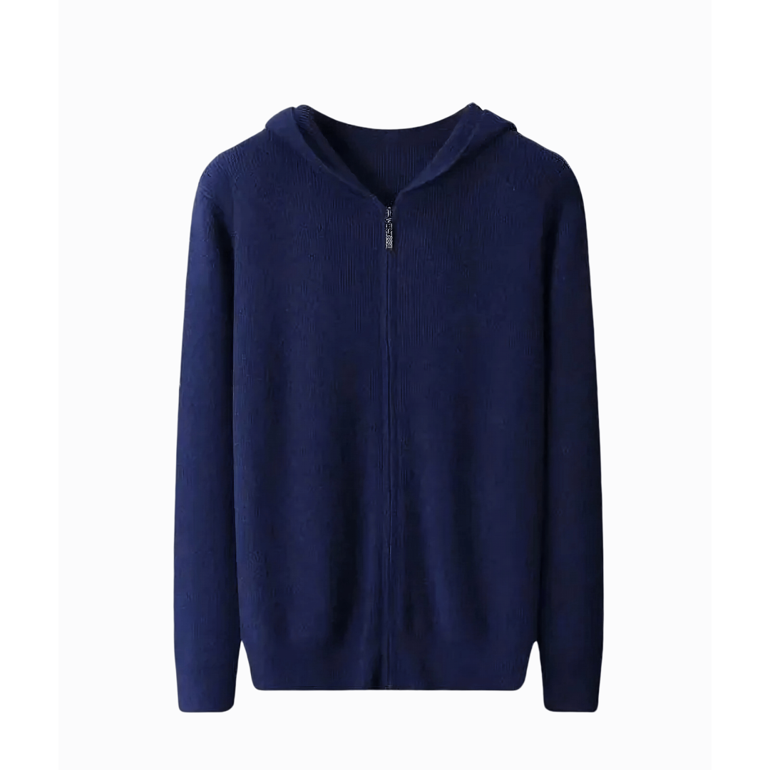 Alex | Gebreid Vest | Heren Vest Met Capuchon En Rits - Dikke Warme Trui