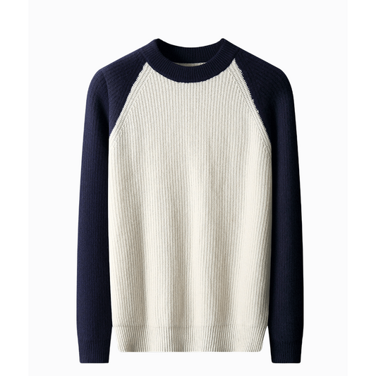 Andy | Heren Trui | Ronde Hals en Verdikt - Casual Contrasterende Kleur Warme Trui