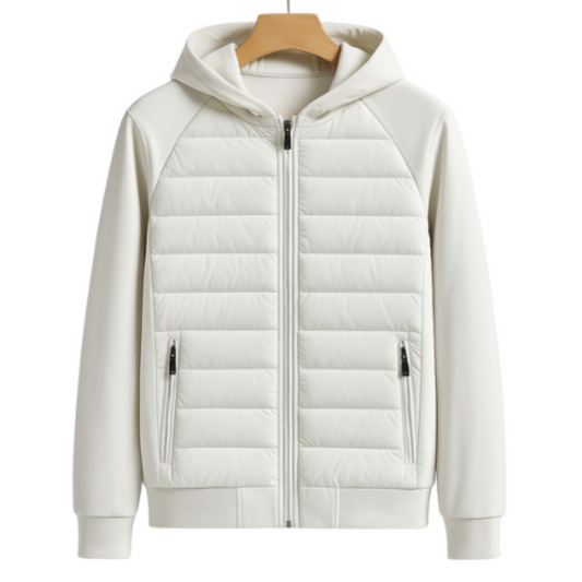 Jamie | Winter Gewatteerde Jas | Patchwork Met Capuchon en Ritssluiting