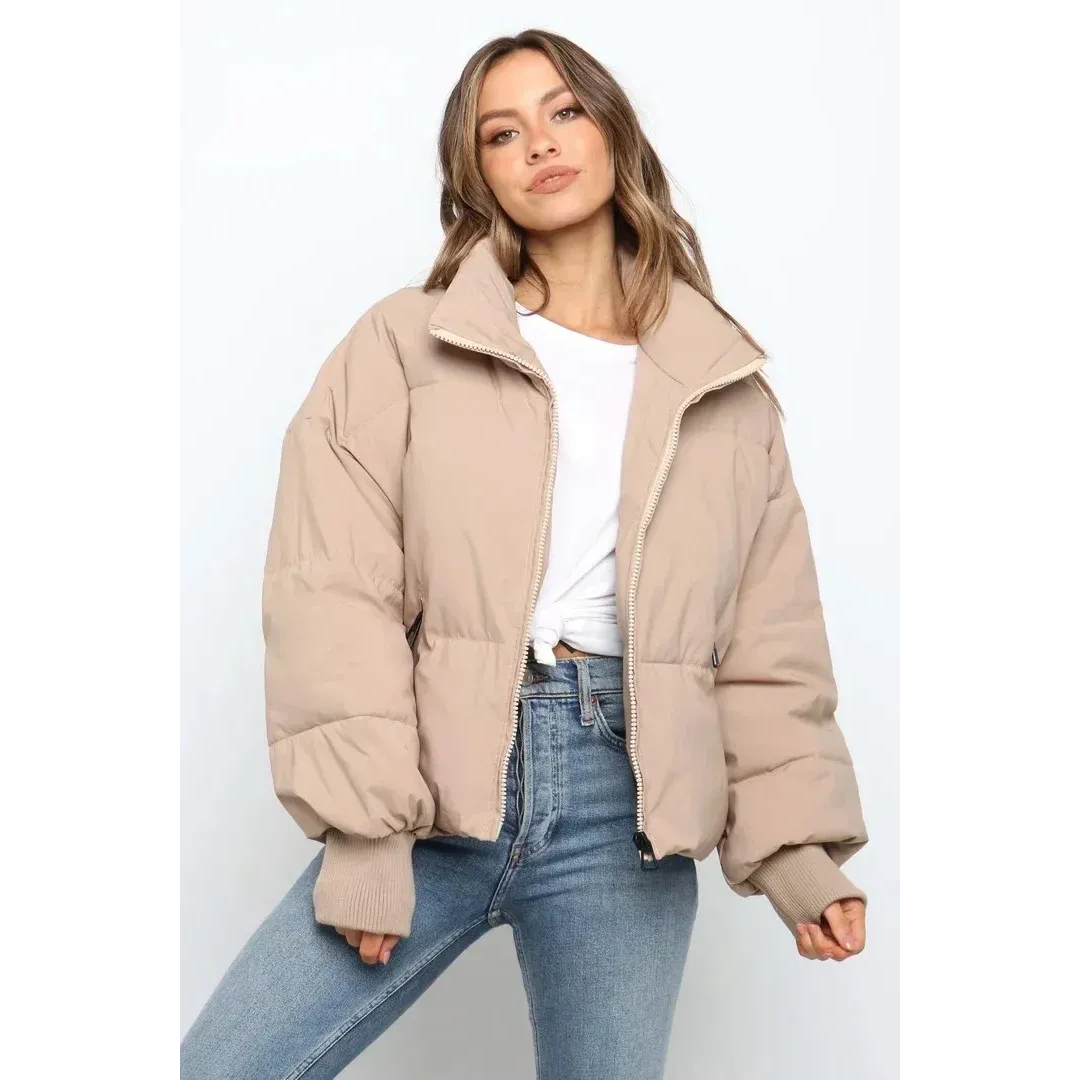 Katherine | Dames Puffer Winter Jas | Korte Gewatteerde Jas met Rits en Opstaande Kraag