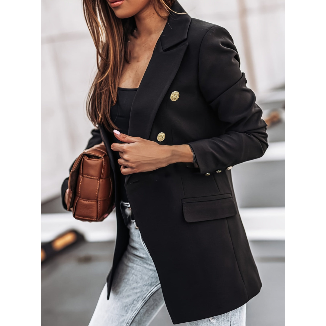 Kitty | Dames Chique Blazer | Dubbelgeknoopt Jasje Met Klepzakken