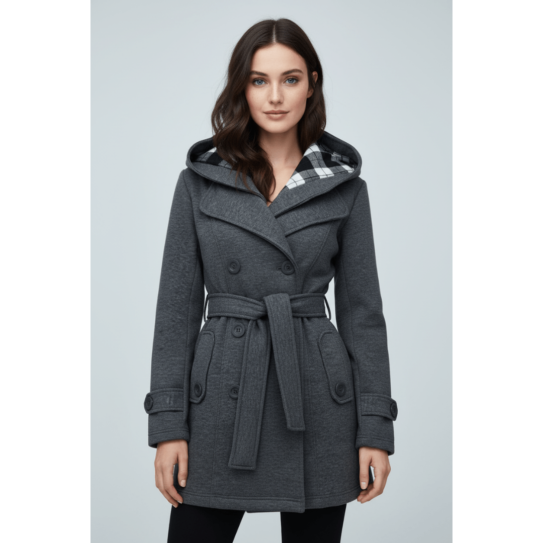 Luisa | Dames Lange Winter Jas | Trenchcoat Met Capuchon En Lange Mouw | Geknoopte Winterjas Met Ceintuurtaille