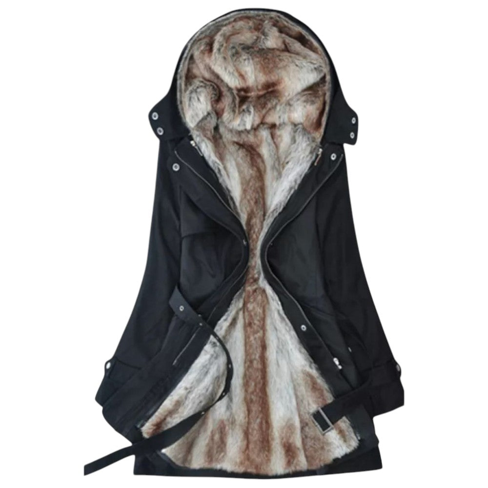 Marije | Dames Lange Winterjas Met Bont-Voering | Fleece Parka Met Capuchon