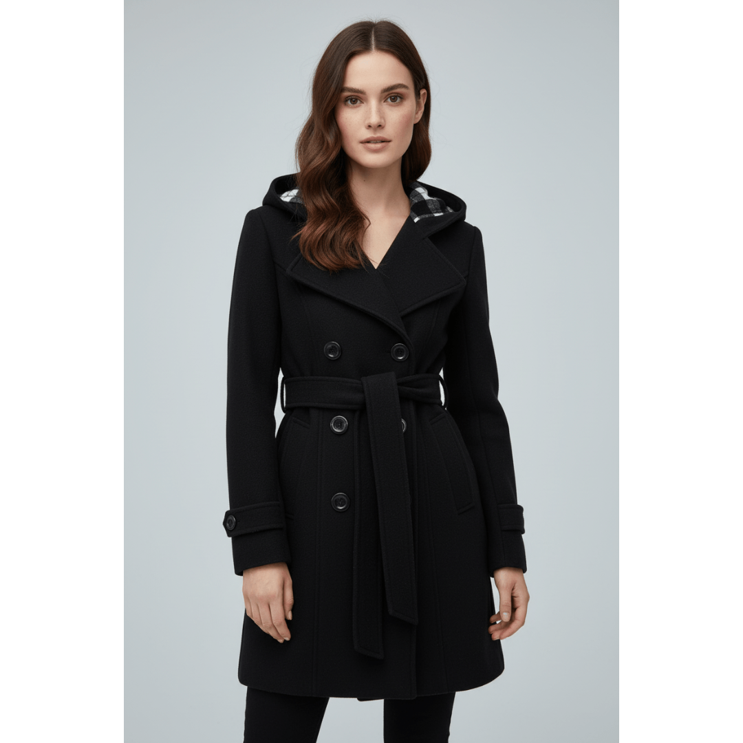 Luisa | Dames Lange Winter Jas | Trenchcoat Met Capuchon En Lange Mouw | Geknoopte Winterjas Met Ceintuurtaille