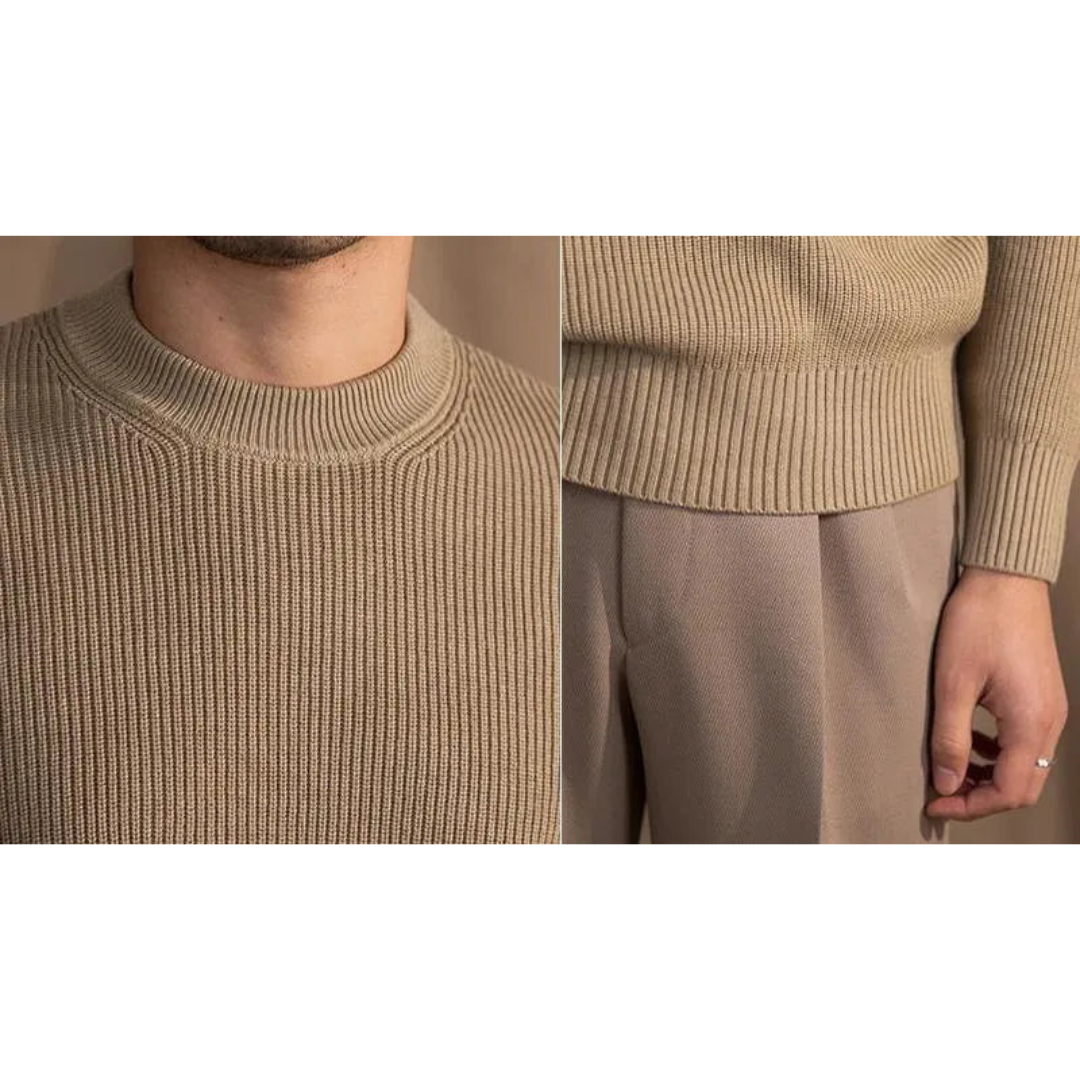 Levi | Heren Winter Gebreide Trui | Geribd Met Ronde Hals En Lange Mouwen - Basis Casual