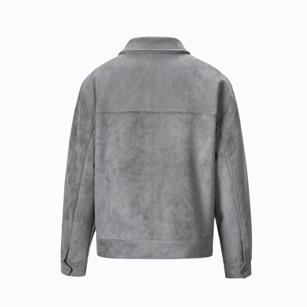 Samuël | Heren Suede Jas – Grijs | Vintage Leren Jas Voor Mannen