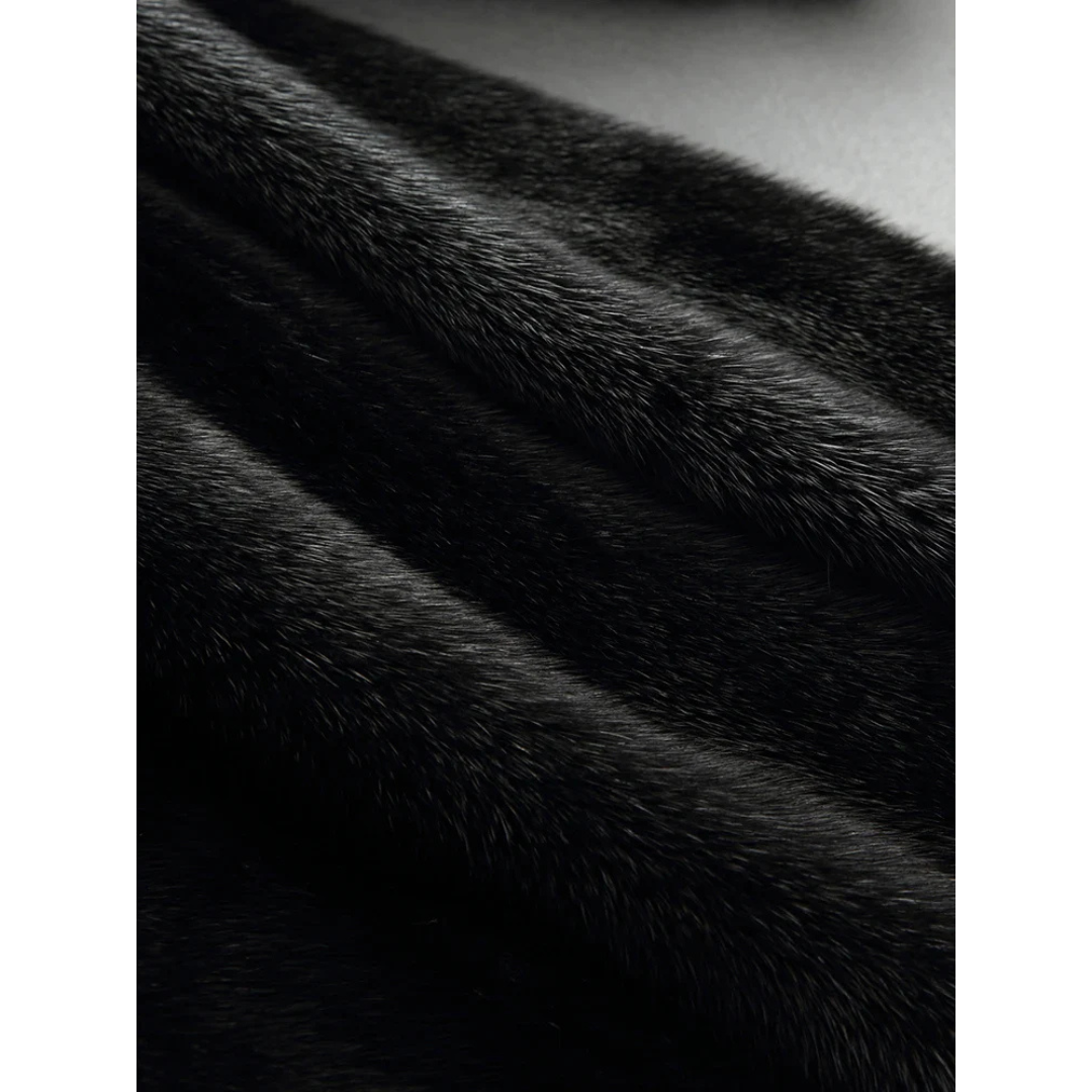 Jessica | Dames Lange Winter Jas | Zwarte Bontjas met Capuchon en Warme Voering