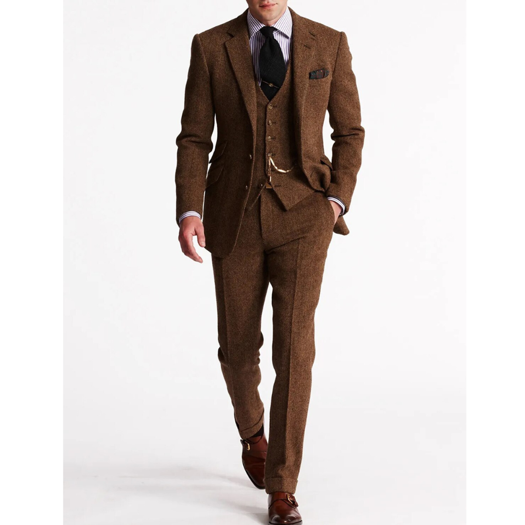 Julian | Heren 3-Delig Pak | Slim Fit Vintage Bruidegom Blazer Pak Met Gillet En Broek