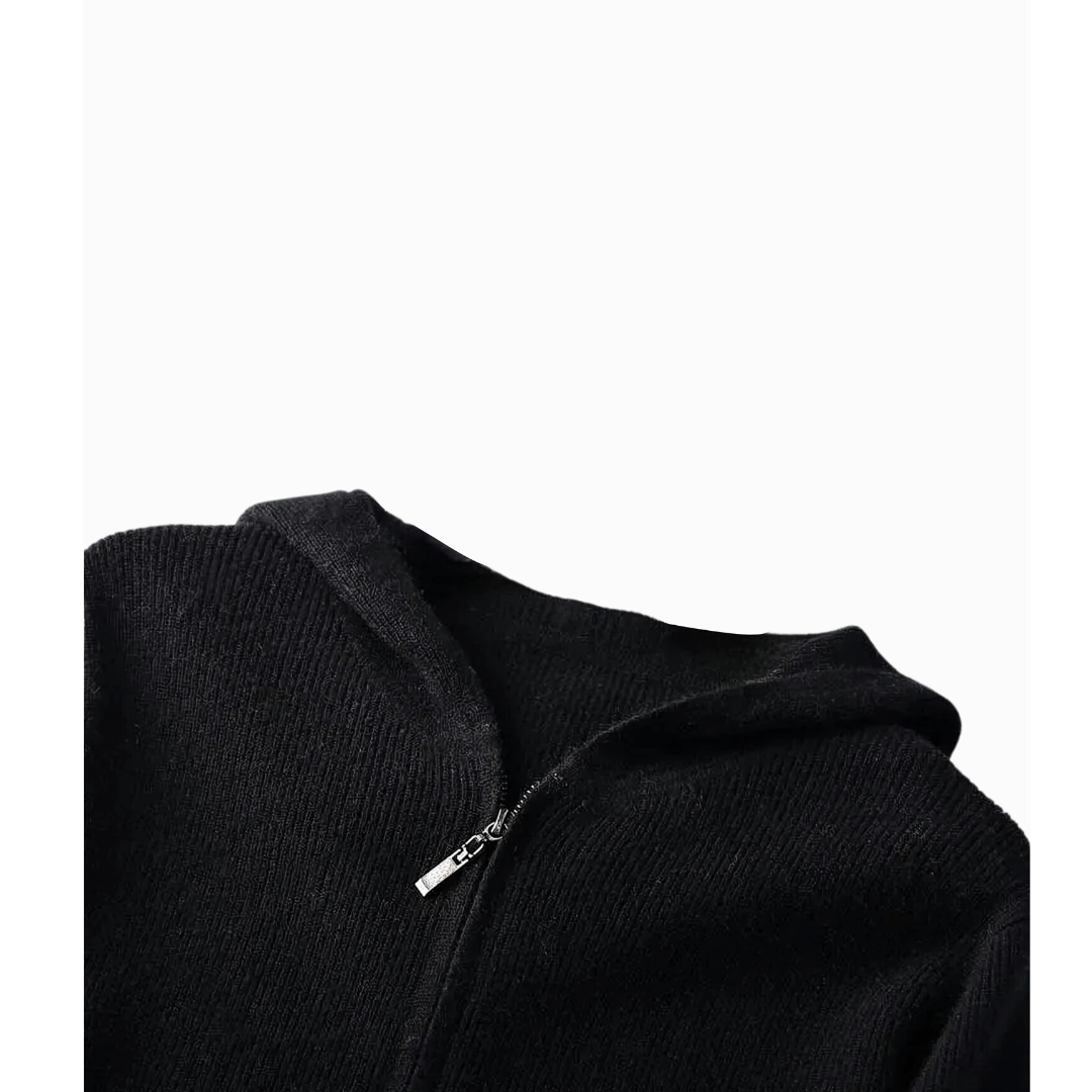Alex | Gebreid Vest | Heren Vest Met Capuchon En Rits - Dikke Warme Trui