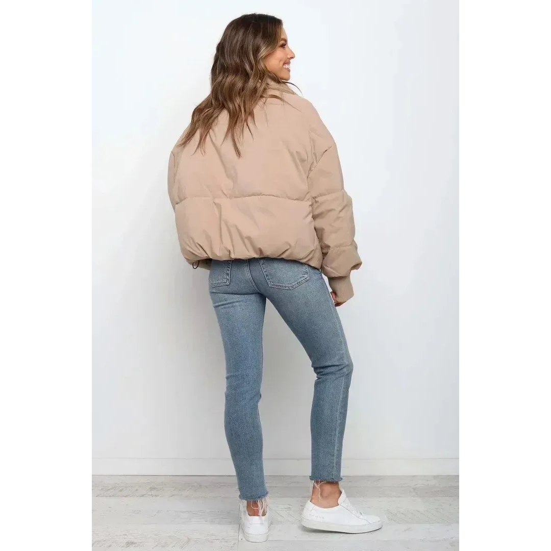 Katherine | Dames Puffer Winter Jas | Korte Gewatteerde Jas met Rits en Opstaande Kraag