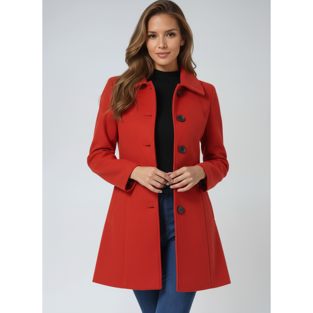 Demi | Dames Lange Jas | Tijdloze Winter Trenchcoat met Knopen