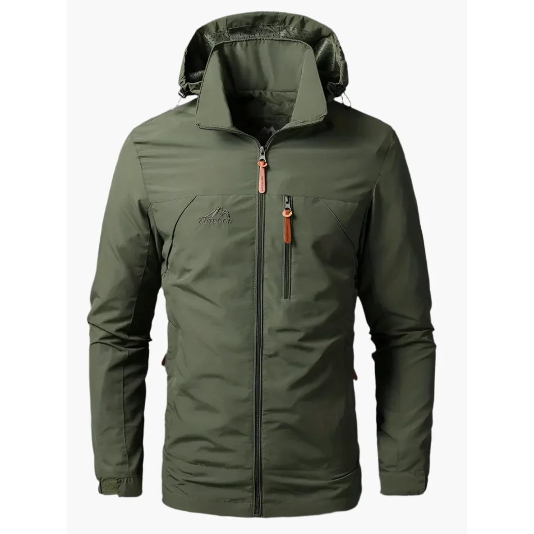 Adrian | Heren Wind Jack Met Capuchon | Dunne Militaire Outdoorjas voor Wandelen & Kamperen