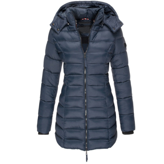 Veronique | Dames Lange Gewatteerde Jas | Slim Fit Puffer Jas Met Lange Mouwen