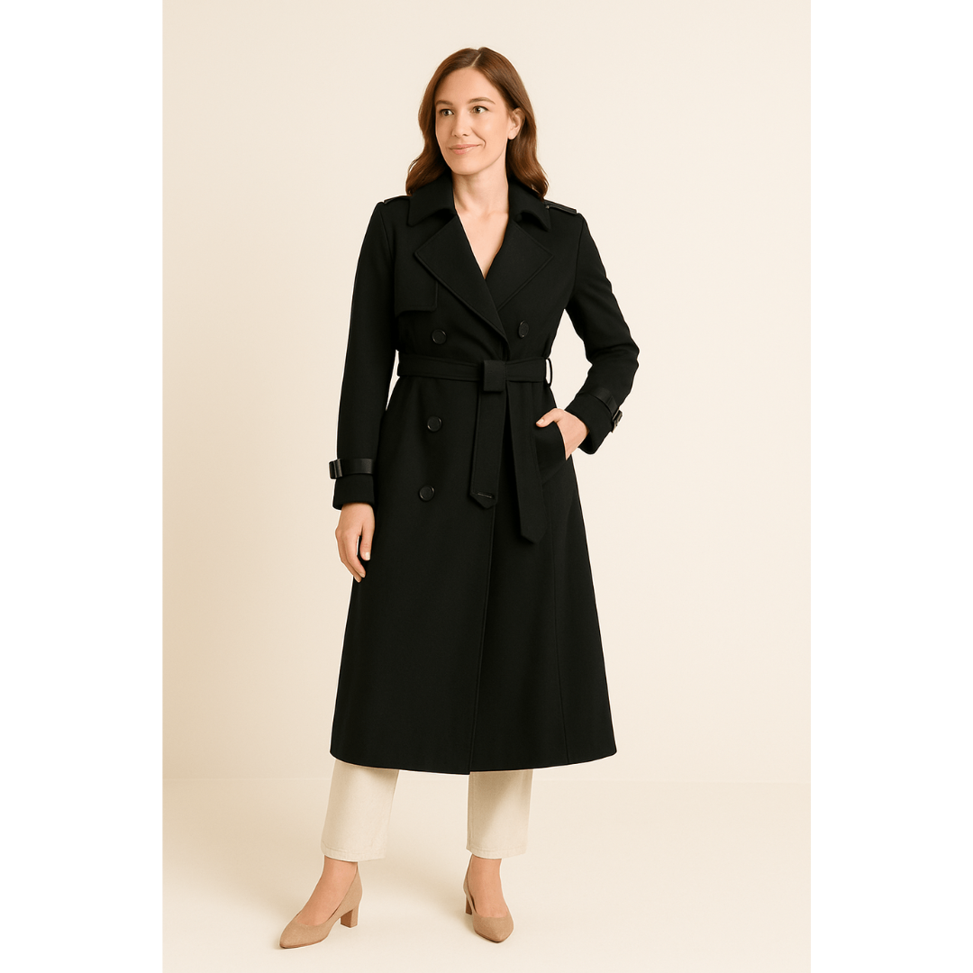 Audrey | Dames Lange Trenchcoat | Winddichte Winter Jas Met Riem En Knoopsluiting