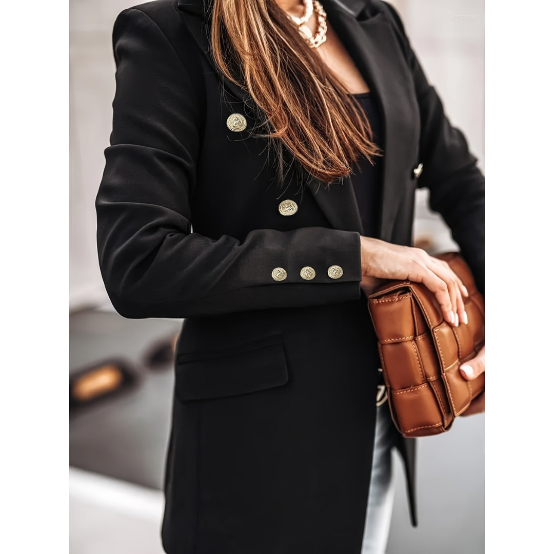 Kitty | Dames Chique Blazer | Dubbelgeknoopt Jasje Met Klepzakken