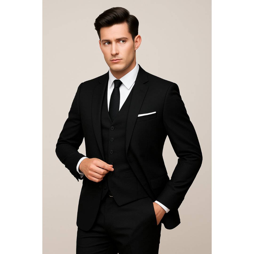 Teun | Heren 3-Delig Pak | Blazer, Broek en Gilet | Slim Fit Voor Bruiloft Met Piekkraag