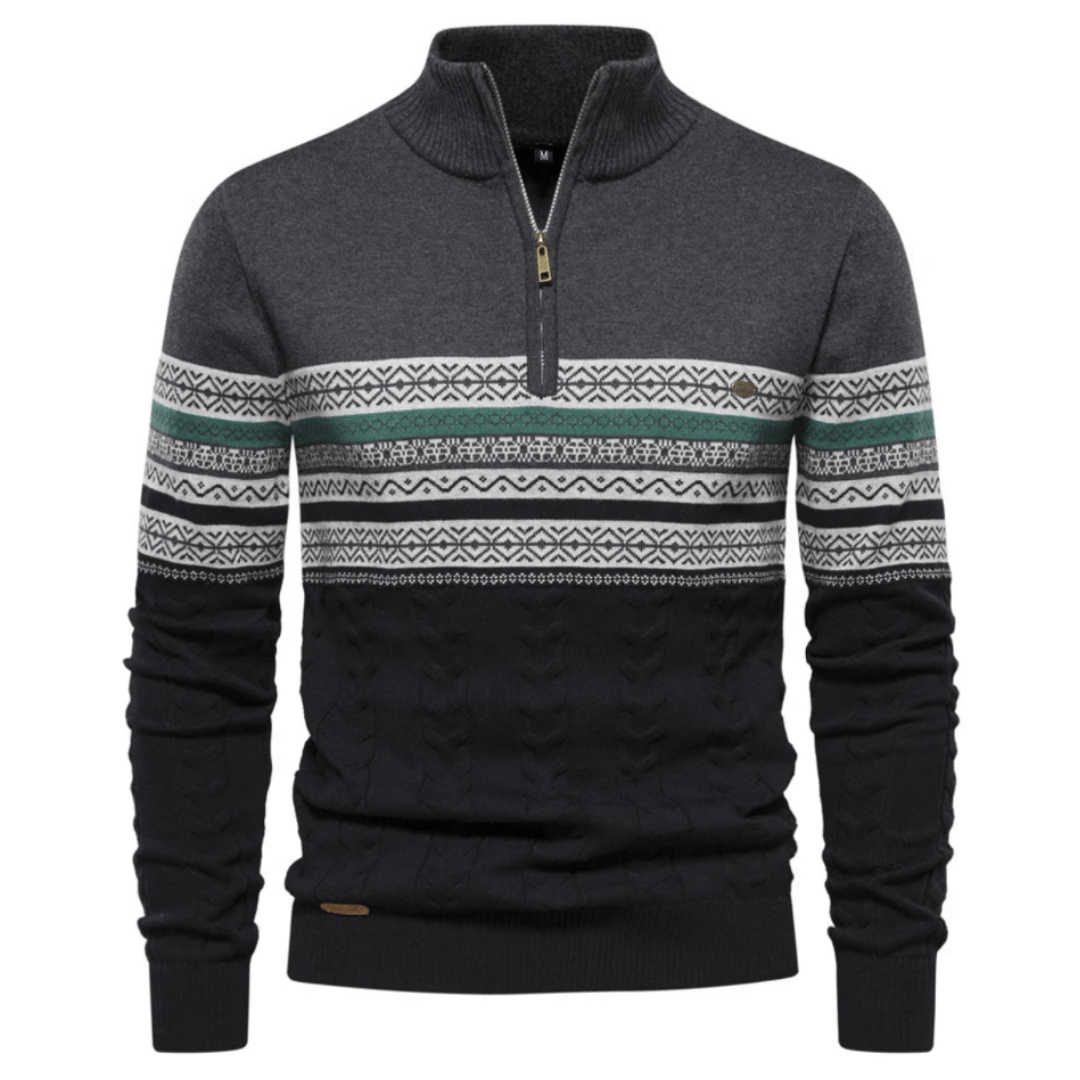 Hessel | Heren Gebreide Half-Rits Coltrui | Lichtgewicht Slim Fit Wintertrui