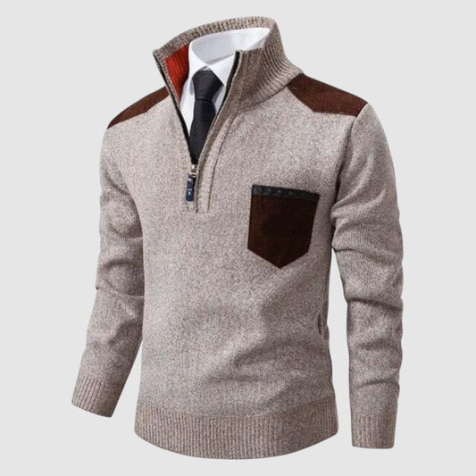 Roman | Heren Pullover | Kasjmier Pullover met Halve Rits, Colkraag en Lange Mouwen