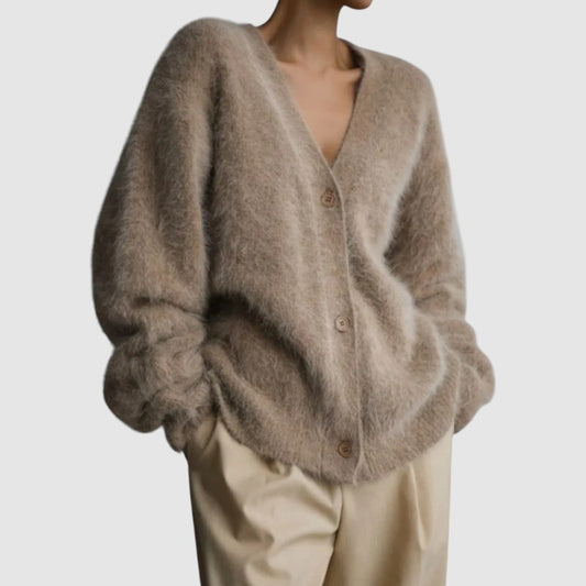 Lilian | Dames Trui met V-Hals en Knoopsluiting | Oversized Cardigan
