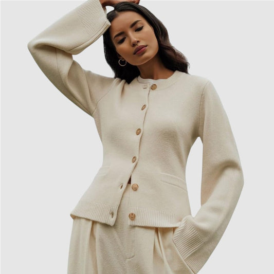 Annemieke | Dames Gebreid Vest | Cardigan met Knopen en Ronde Hals