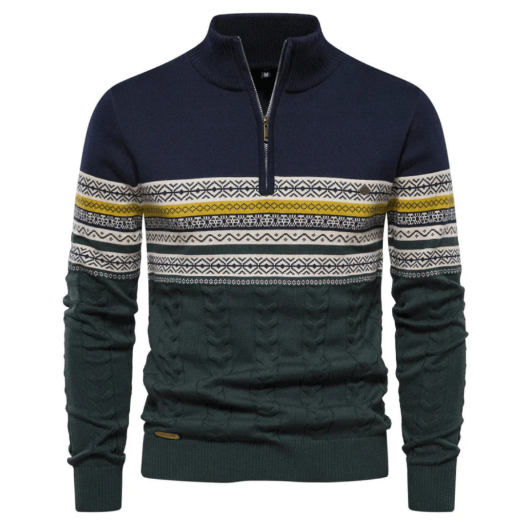 Hessel | Heren Gebreide Half-Rits Coltrui | Lichtgewicht Slim Fit Wintertrui