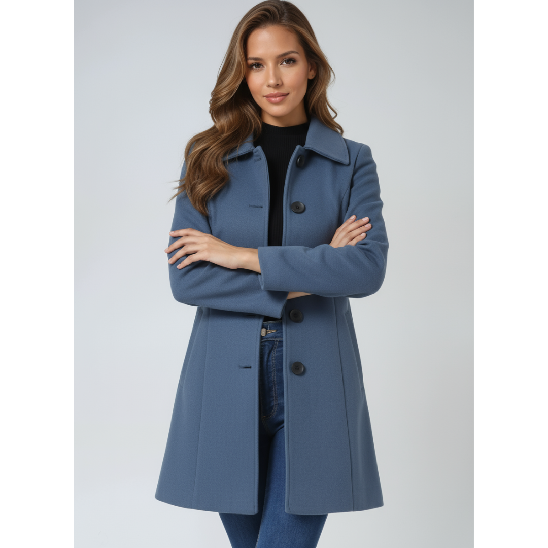 Demi | Dames Lange Jas | Tijdloze Winter Trenchcoat met Knopen