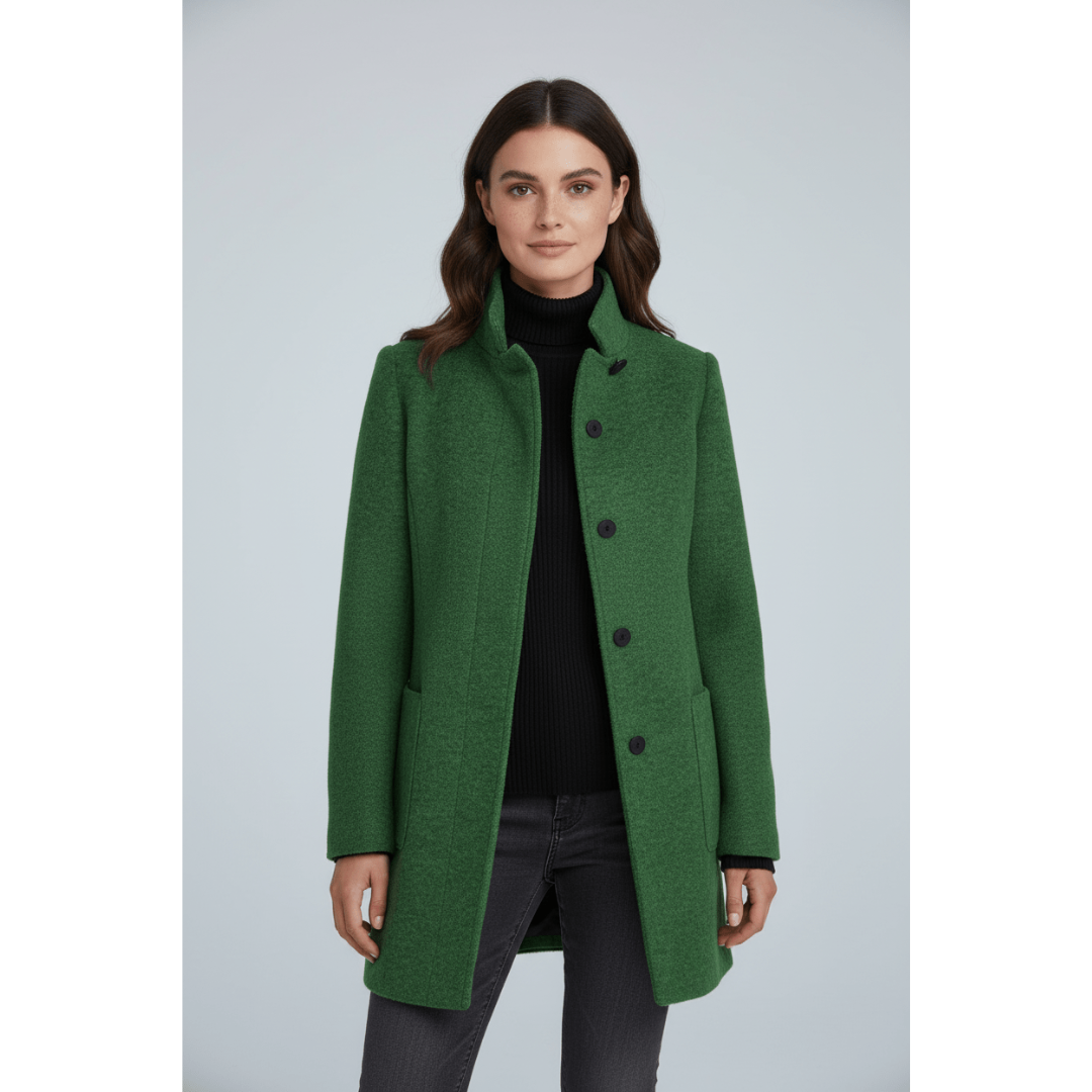 Lynn | Dames Lange Jas | Enkelrijige Warme Winter Jas Met Staande Kraag